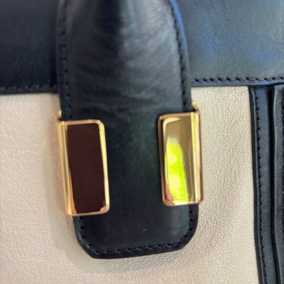 CHLOE  Calfskin Medium Alice Satchel Husky White and Black - Picture 4 of 15